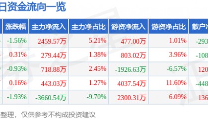 股票行情快报:江海股份(002484)6月12日主力资金净买入2459.57万元
