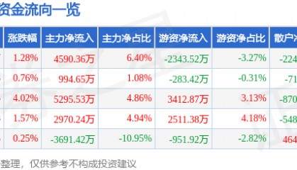 股票行情快报:数据港(603881)6月9日主力资金净买入4590.36万元