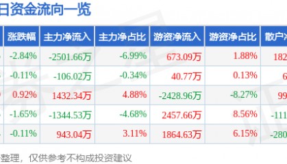 股票行情快报:江海股份(002484)6月20日主力资金净卖出2501.66万元