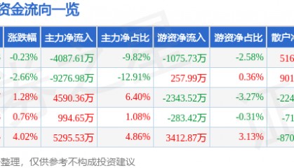 股票行情快报：数据港（603881）6月11日主力资金净卖出4087.61万元
