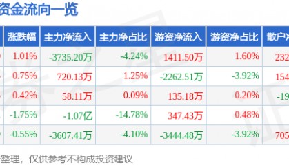 股票行情快报：数据港（603881）7月25日主力资金净卖出3735.20万元