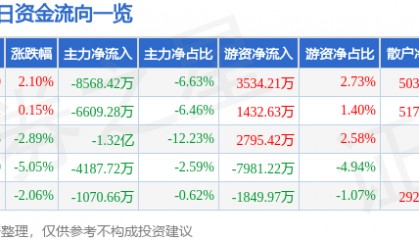 股票行情快报:江海股份(002484)8月25日主力资金净卖出8568.42万元