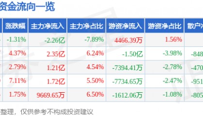 股票行情快报：数据港（603881）8月28日主力资金净卖出2.26亿元